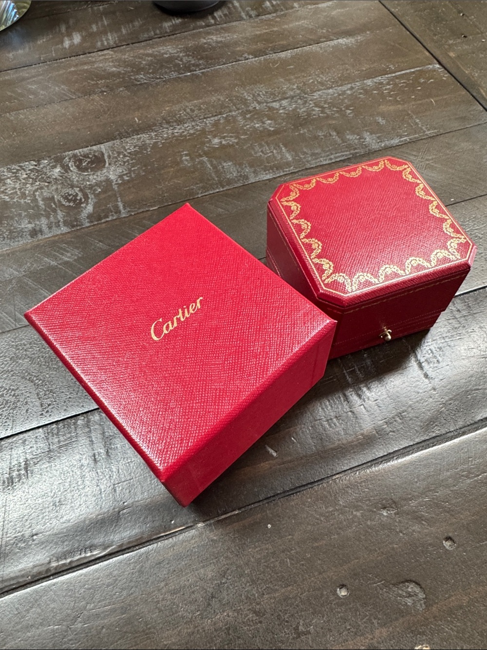 Cartier Red and Gold Logo Jewelry Box